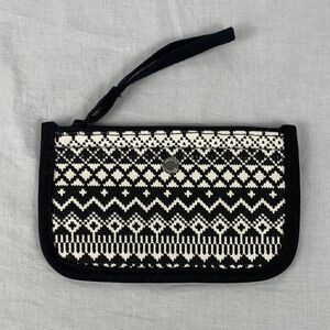 Lands' End Black and White Geometric Wristlet Nordic Fair Isle